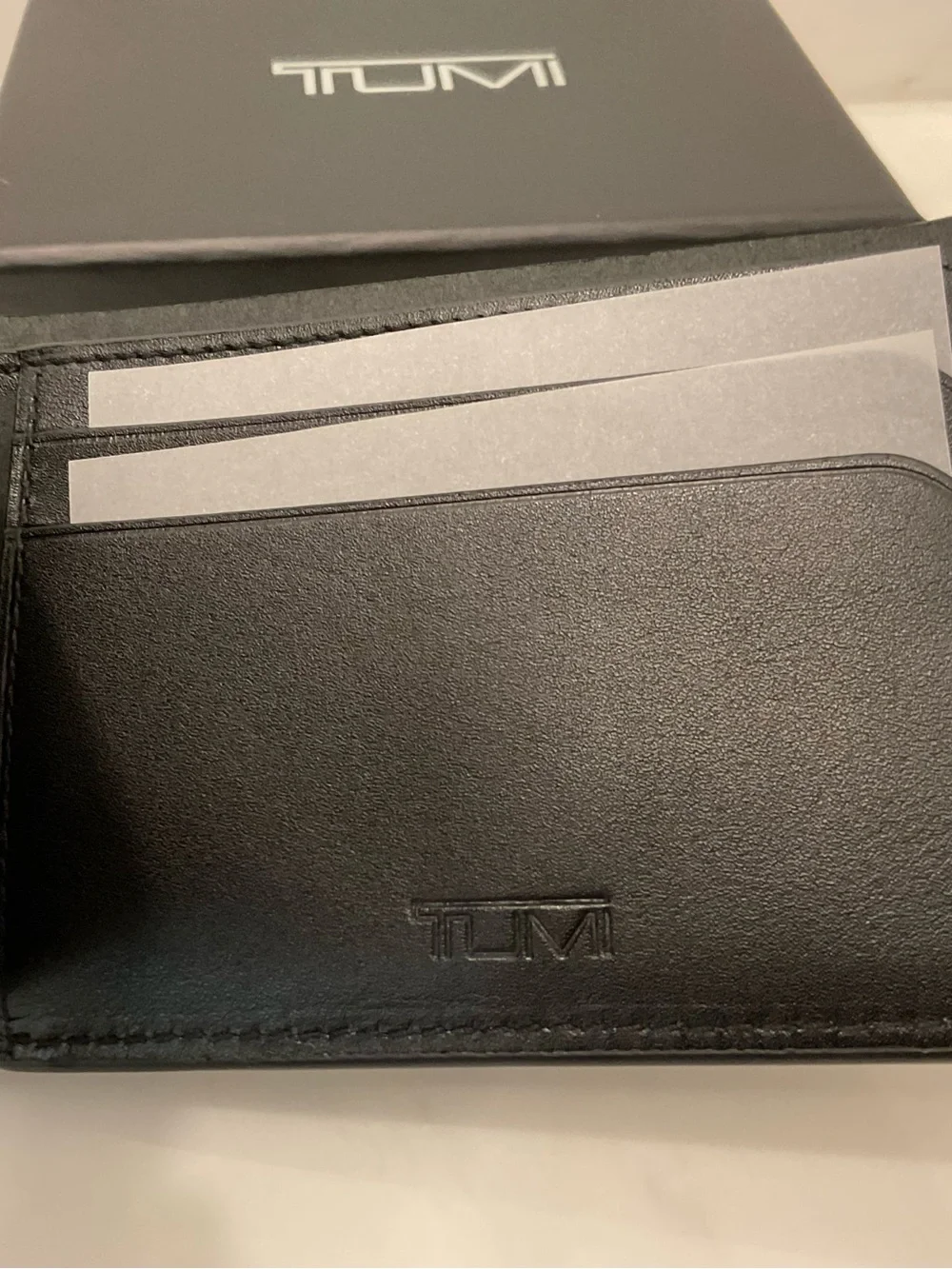 NEW Tumi Nassau Slim Single Billfold Wallet - 100% BLACK TEXTURED LEATHER